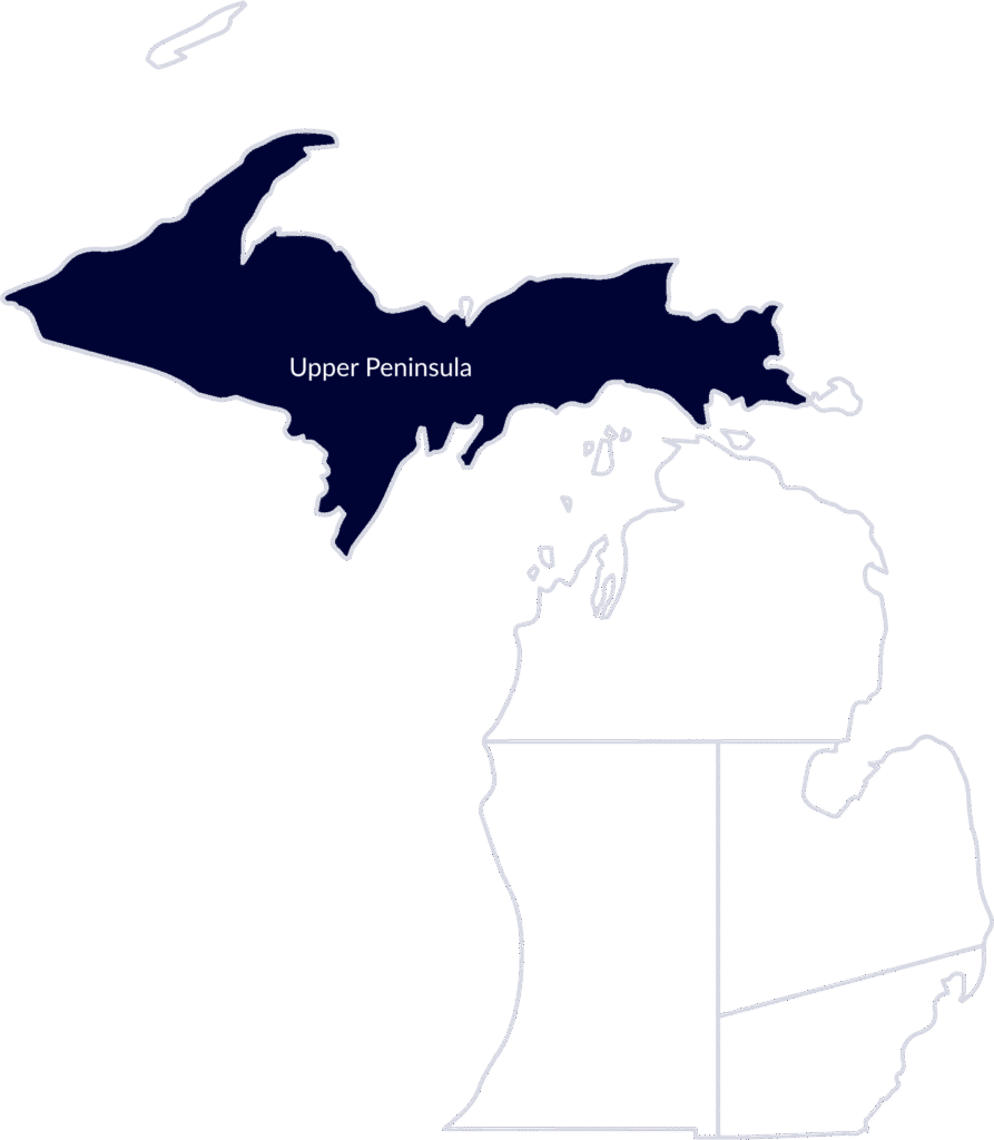 An illustration depicting the upper peninsula of Michigan.